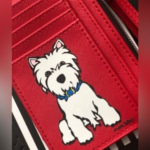 Marc Tetro Red Westie Dog Wristlet Wallet, Cardholder Coin Purse.